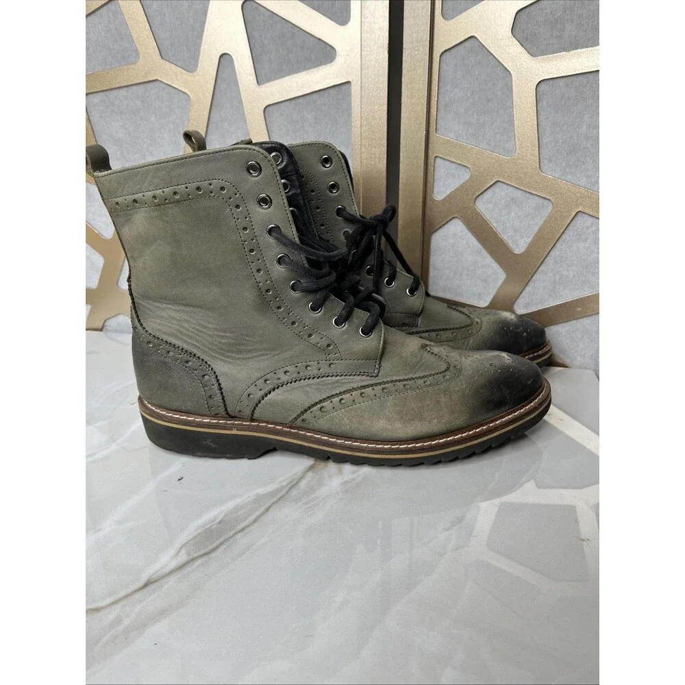 Michael Shannon Men shoes Leather Gray Boots sz Us 11 Wingtip